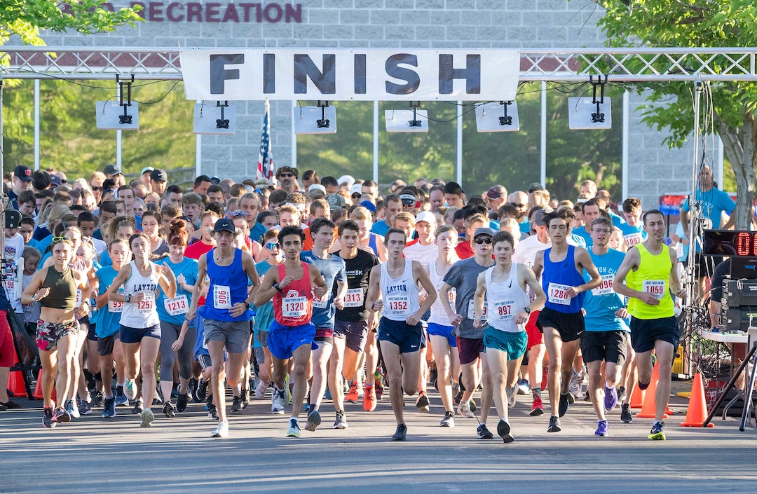 (Rick Egan | The Salt Lake Tribune) Runners compete in the 5K Fun Run during Layton Liberty Days, on Monday, July 5, 2021.
