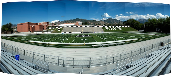 (Rick Egan  |  The Salt Lake Tribune)  Highland football field,Wednesday, August 8, 2017.