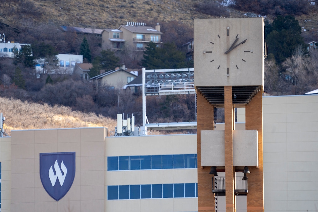 (Rick Egan | Salt Lake Tribune file photo)  The bell tower above Stewart Library at Weber State University in Ogden. A "teach-in" was scheduled to be held outside the library on Friday, Oct. 3, 2025 — after a conference on censorship was canceled, after organizers said school officials wanted speakers to remove some of what they were going to present. 