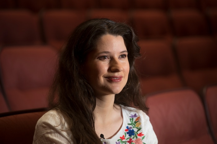 (Rick Egan  |  The Salt Lake Tribune)  Rebecca Lopez talks to the media before about “Luz de las Naciones", an annual cultural celebration for Latino youth hosted by the LDS Church, Saturday, Feb. 24, 2018.