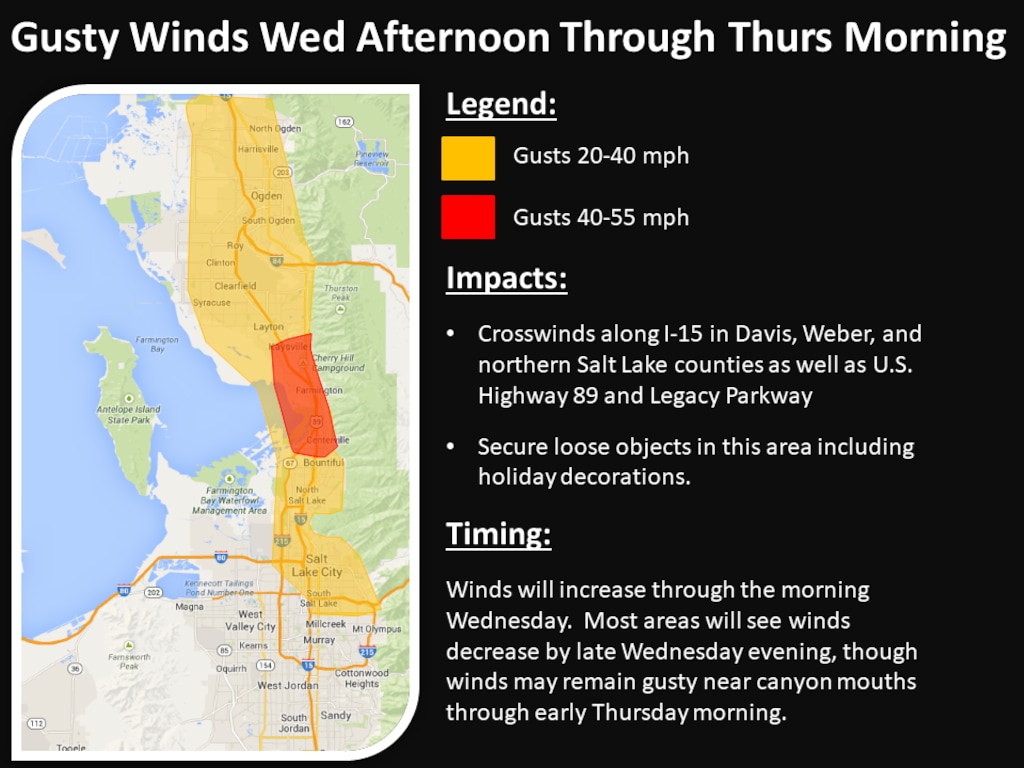 (Courtesy of the National Weather Service) A high wind warning has been issued for northern Utah.