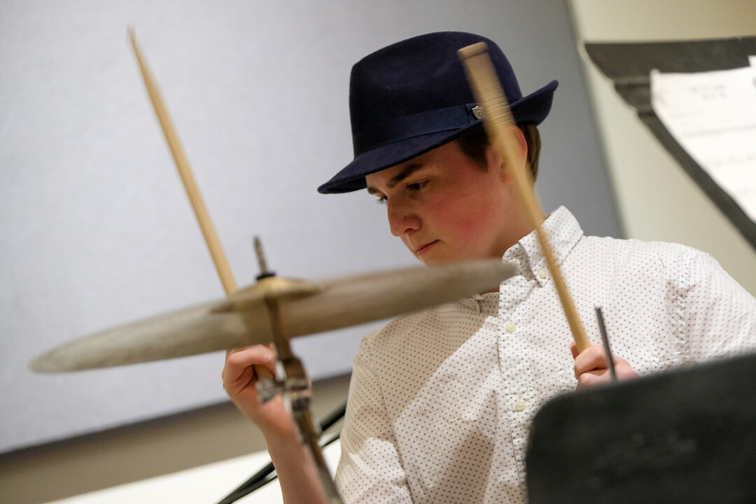 (Francisco Kjolseth  |  The Salt Lake Tribune)  Miles Buchmann, 15, joins other students in a jam session at MusicGarage.org, in Sugarhouse on Monday, May 20, 2019.