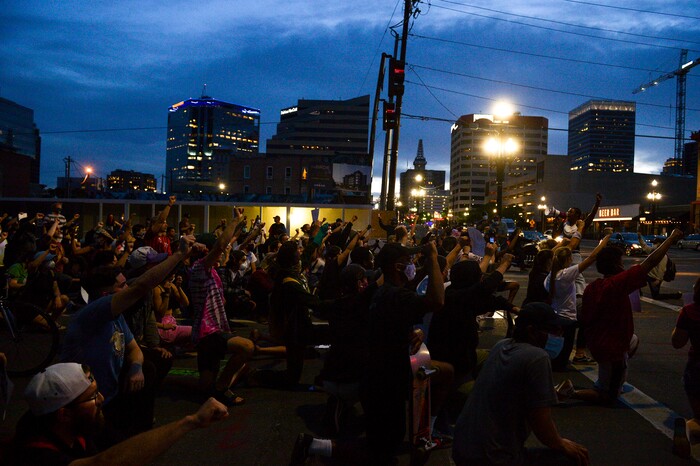 (Leah Hogsten  |  The Salt Lake Tribune)  Protest against police brutality in Salt Lake City on Monday, June 1, 2020.