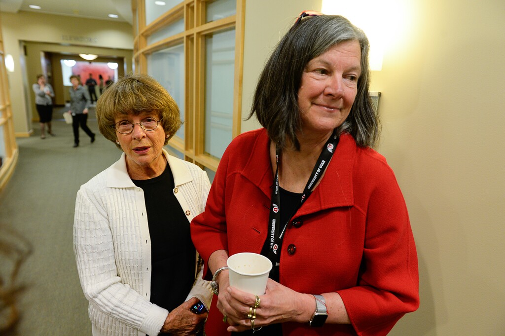 Francisco Kjolseth | The Salt Lake TribuneKaren Huntsman, left, joins Mary Beckerle, acclaimed researcher at Hunstman Cancer Institute after she was unexpectedly fired from her post as CEO and director of the Institute. In an email sent Monday afternoon, Vivian Lee, senior Vice President of Health Sciences at the University of Utah announced the departure without reason.