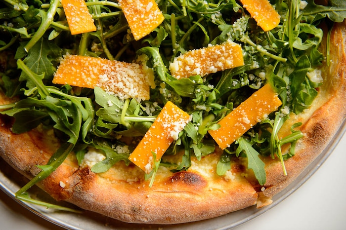 (Trent Nelson | The Salt Lake Tribune)  
Nomad Eatery, a new fast-casual restaurant near the airport in Salt Lake City. The chef/owner is Justin Soelberg, who worked at Avenues Proper and Proper Burger before launching this new eatery. Thursday March 22, 2018. Betty White pizza.