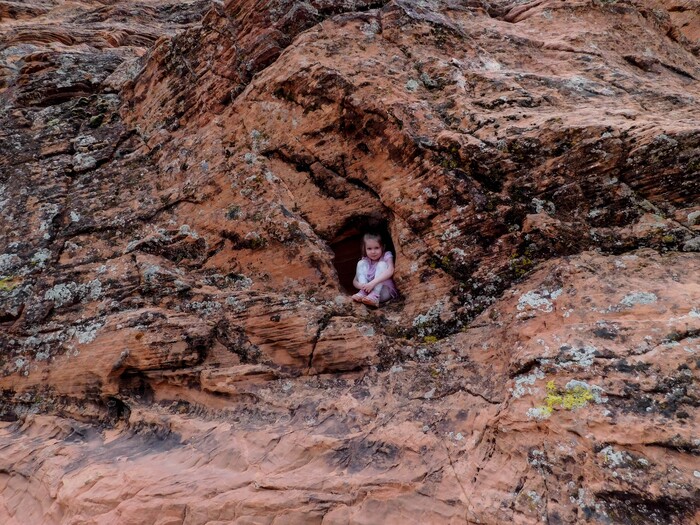 Erin Alberty  |  The Salt Lake Tribune

A young hiker finds a cozy nook in the Sand Cove campground April 1, 2017 in the Red Cliffs Desert Reserve near Leeds.