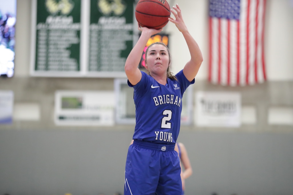 (Photo courtesy of Jaren Wilkey) Shaylee Gonzales is a 5-10 freshman point guard who leads the team in scoring and rebounding and is tied for the team lead in assists.