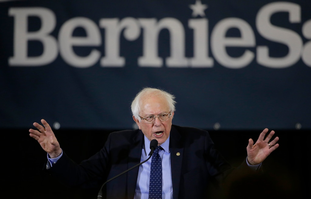 In this March 10, 2019 photo, 2020 Democratic presidential candidate Sen. Bernie Sanders addresses a rally during a campaign stop, in Concord, N.H. The Democratic Socialists of America has endorsed Vermont Sen. Bernie Sanders in his second run for president. The New York-based group says its National Political Committee voted to endorse Sanders at a meeting on Thursday and it’s moving forward with “an independent campaign” to elect him and “advance a class-struggle agenda.” The 77-year-old Sanders announced his Democratic presidential bid last month, promising a government about “economic, social, racial and environmental justice.” (AP Photo/Steven Senne)