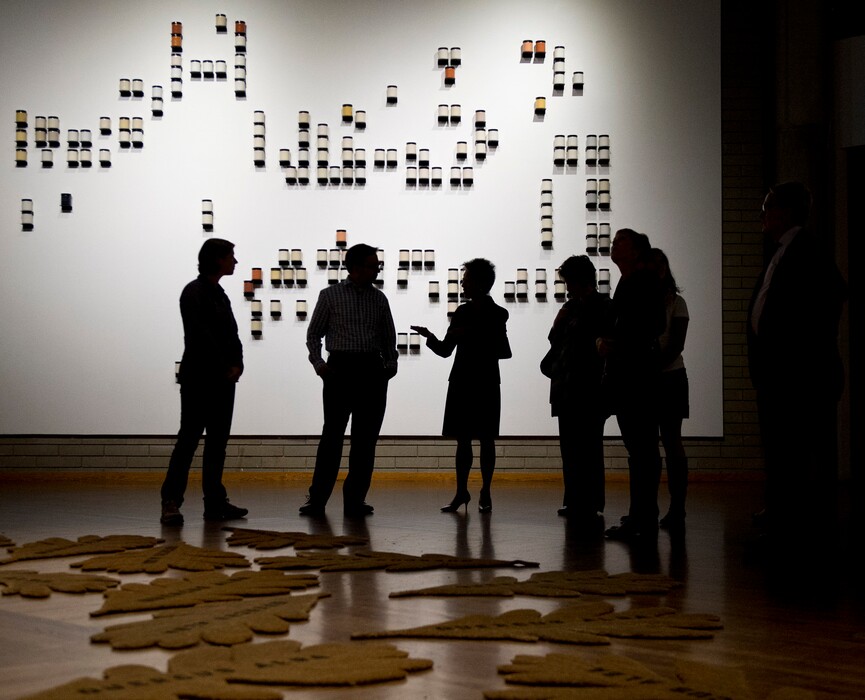 (Tribune file photo) National Endowment for the Arts Chairman Jane Chu tours the "Grandma's Cupboard" exhibit by Kate Ericson and Mel Ziegler at the Utah Museum of Contemporary Art in 2015.