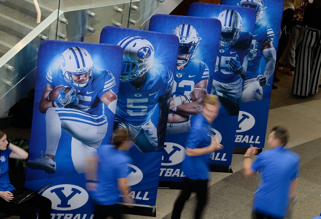 (Francisco Kjolseth  |  The Salt Lake Tribune)  Staff stay busy during BYU football media day at the BYU Broadcasting Building in Provo on Tuesday, June 18, 2019.