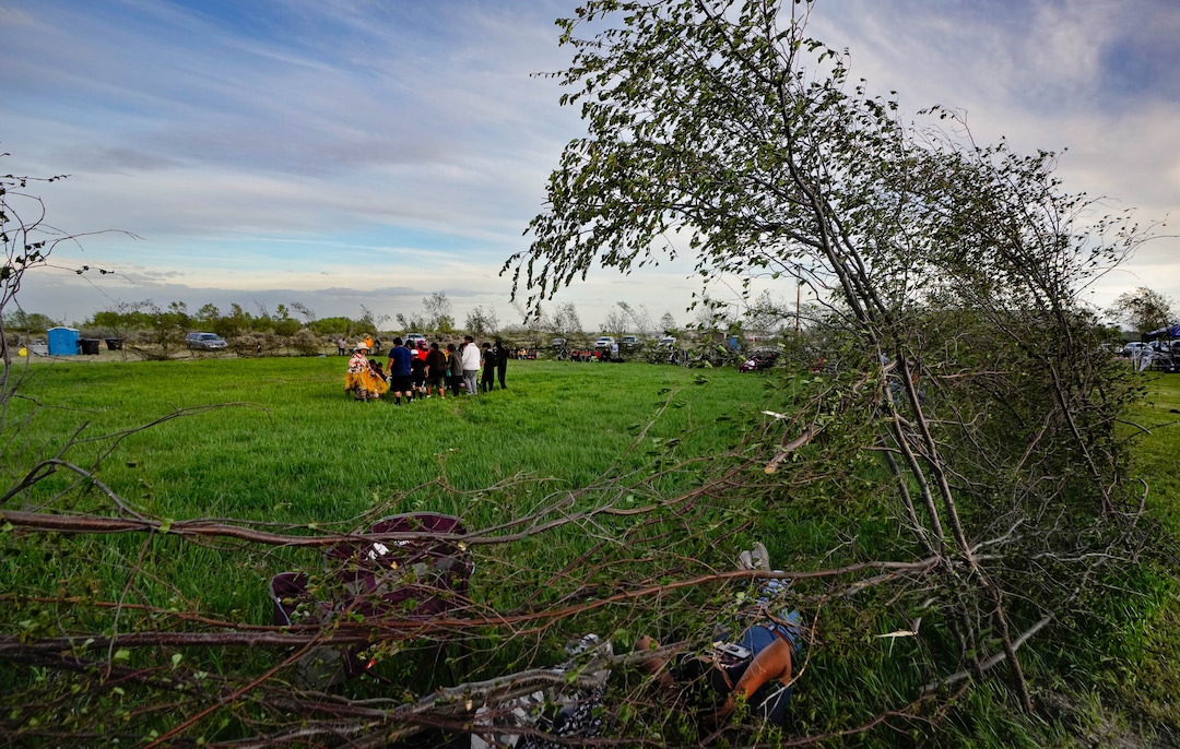 (Francisco Kjolseth | The Salt Lake Tribune) A large circle of woven willow showcases the natural stage that will host multiple days of dancing, the first time that the reservation community of Whiterocks in eastern Utah has held the traditional Ute Bear Dance on Thursday, May 19, 2022.