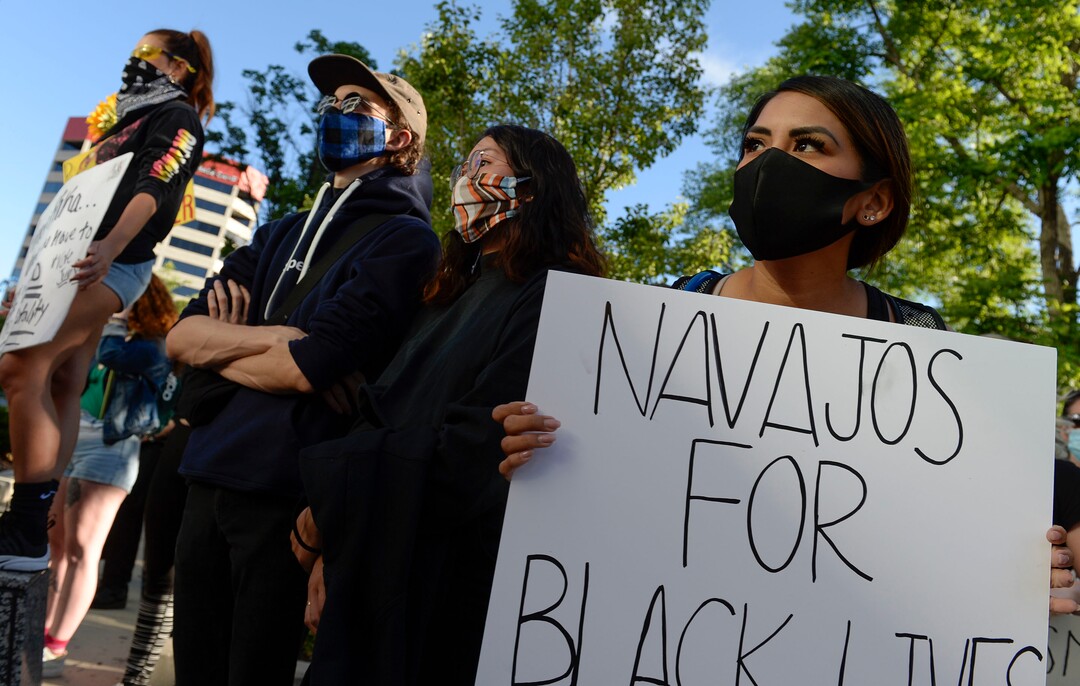 (Leah Hogsten  |  The Salt Lake Tribune) The Party for Socialism and Liberation Salt Lake joined Salt Lake Equal Rights Movement at the Wallace Bennett Federal Building in solidarity with the Black Lives Matter movement, June 9, 2020. 