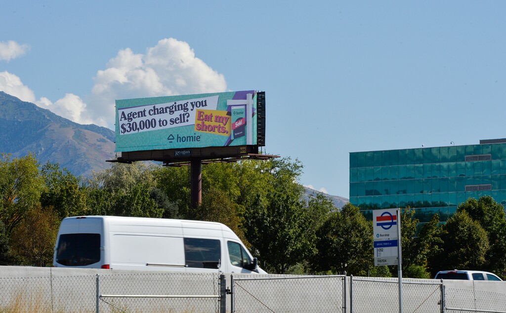 (Chris Samuels | The Salt Lake Tribune) A billboard for the Utah-based home buying company Homie along Interstate 15 in Sandy, Monday, Oct. 3, 2022.