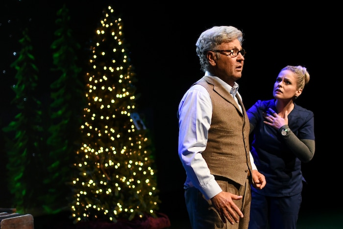 (Photos courtesy of Purdie Distribution) John (Michael McLean, left) relates a story to Constance (Adrien Swenson), a nurse sent to care for the old man, in the movie version of McLean's "The Forgotten Carols."