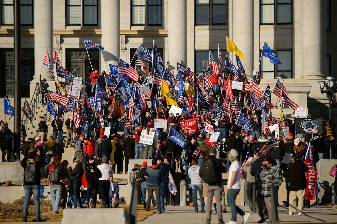 (Trent Nelson  |  The Salt Lake Tribune) Trump supporters at the State Capitol in Salt Lake City on Wednesday, Jan. 6, 2021.