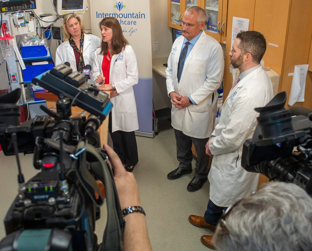 (Rick Egan  |  The Salt Lake Tribune)     Denitza Blagev from Intermountain Pulmonary Division talks about the results of Intermountain Health Care study about treatment guidelines for patients for e-cigarette or vaping-associated lung injuries, Friday, Nov. 8, 2019.