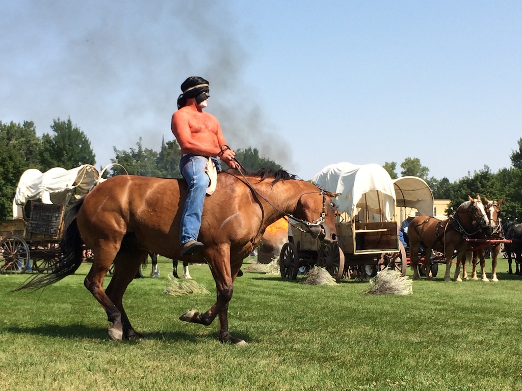 (Robert Gehrke | The Salt Lake Tribune) Participants in the annual Sham Battle that is part of the Wellsville Founders' Day celebration dress up as Shoshone Indians, settlers and members of the U.S. Army to re-enact the type of skirmishes that took place during the settling of the town by Mormon pioneers.