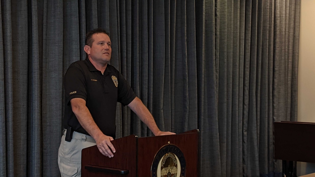 (Connor Sanders | The Salt Lake Tribune) West Jordan Police Lt. Richard Bell addresses reporters about the "tragic accident" that resulted in the death of a 13-year-old boy by gunshot on Saturday, July 17, 2021.