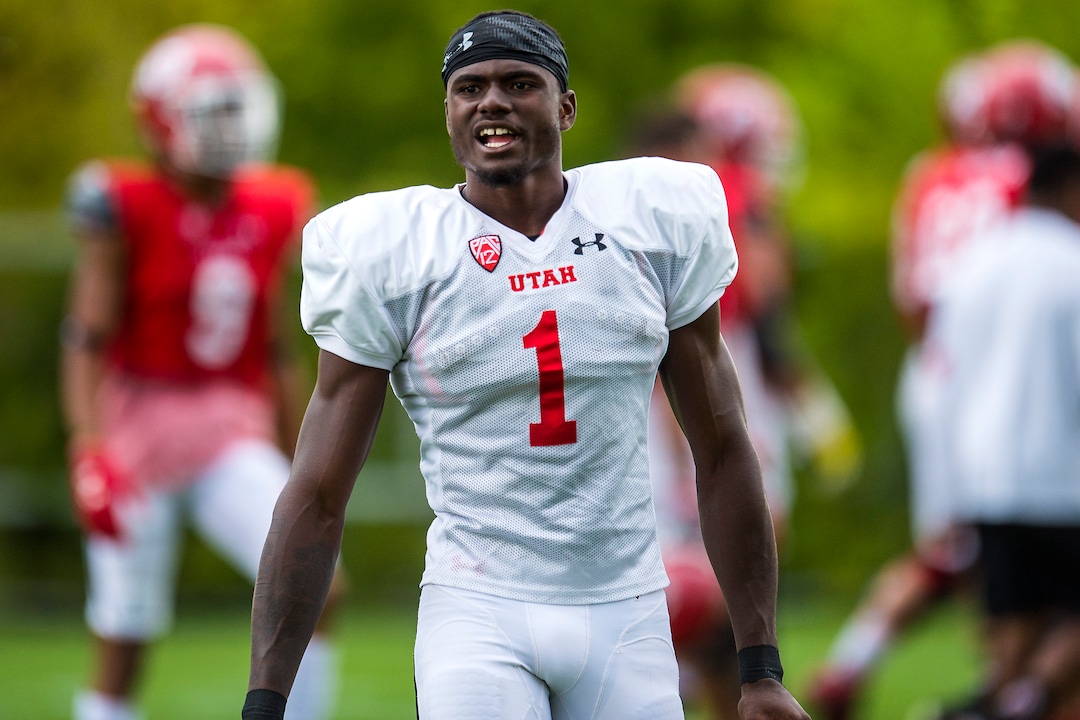 (Chris Detrick  |  The Salt Lake Tribune) Utah Utes quarterback Tyler Huntley (1) during practice Tuesday, August 22, 2017. 