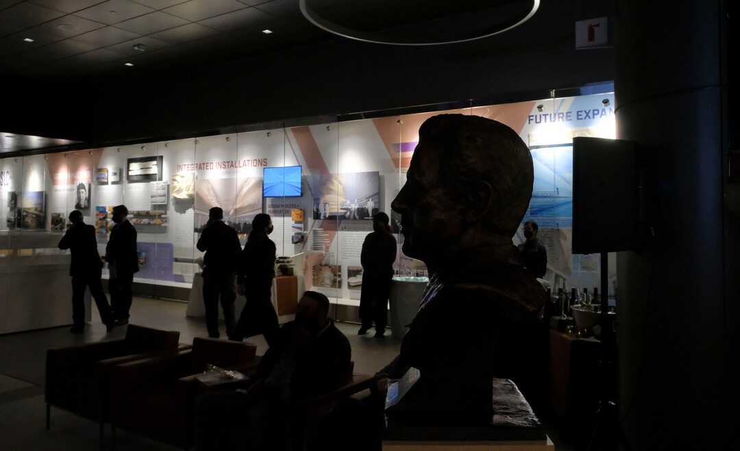 (Leah Hogsten  |  The Salt Lake Tribune) The Salt Lake City International Airport commemorated its 100-year anniversary with a bust unveiling of Lawrence H. Lee, Dec. 21, 2020. Lee was the former CEO of Western Airlines, who was responsible for converting what had been a medium-sized airport in 1983 into the nationÕs 23rd busiest with 99 nonstop destinations.