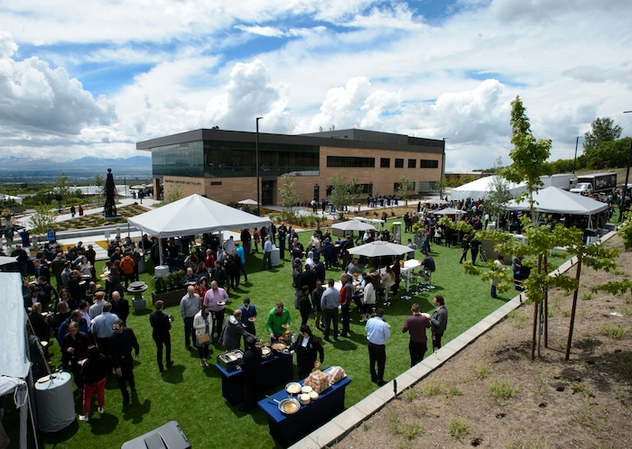 Steve Griffin | The Salt Lake Tribune
More than 850 BioFire employees, local dignitaries and building contractors celebrate the opening of BioFire Diagnostics, LLC, (a bioMrieux company) at their new home in Research Park in new home Salt Lake City Wednesday May 17, 2017.