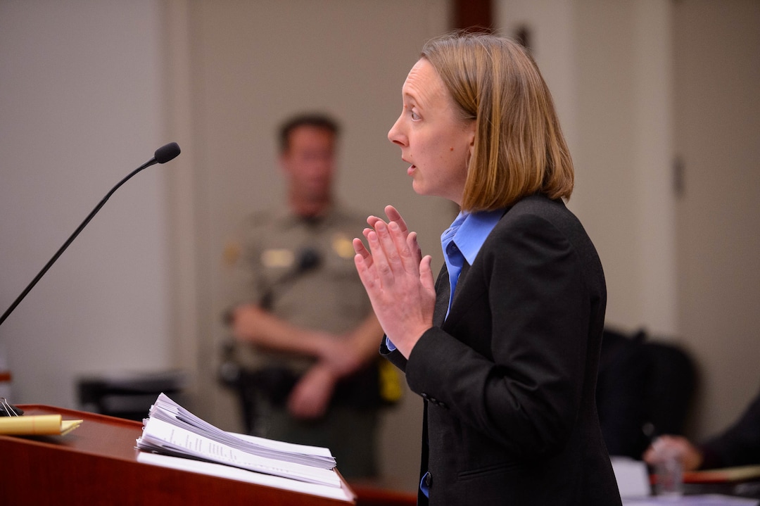 (Trent Nelson  |  The Salt Lake Tribune) Senior City Attorney Samantha Slark during a hearing on Salt Lake City’s case against the creation of the Utah Inland Port, a controversial international trading hub planned for a large swath of the municipality’s northwestern side, in Salt Lake City on Monday Nov. 18, 2019.
