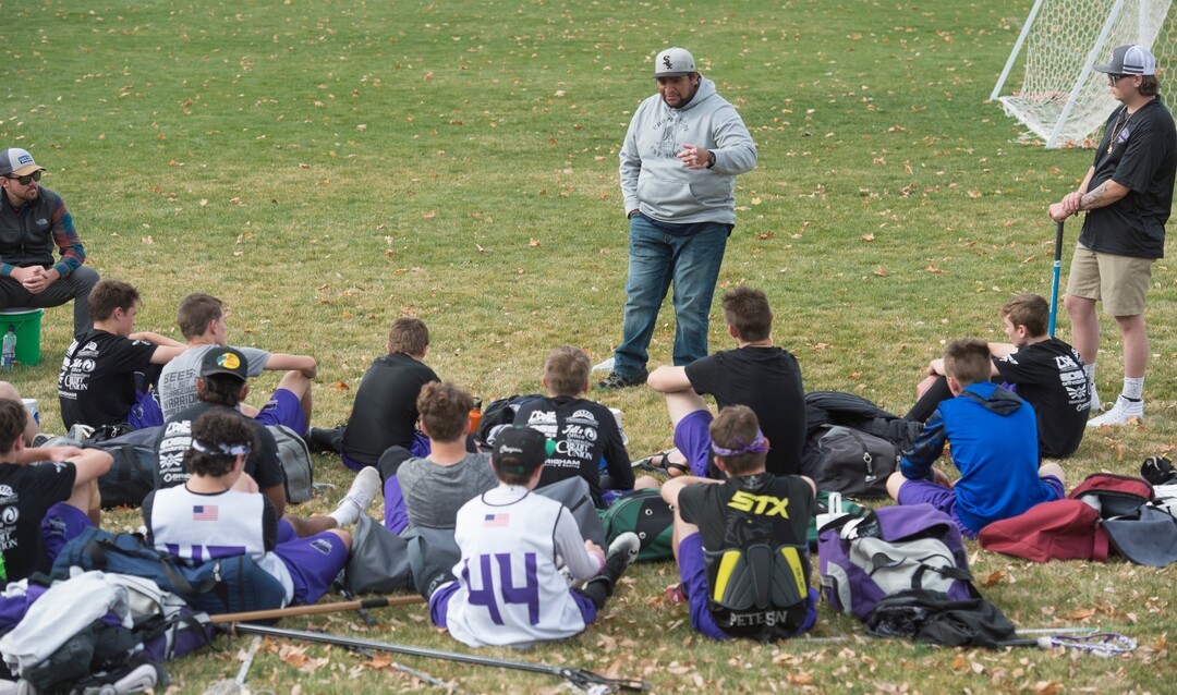 (Rick Egan | The Salt Lake Tribune) Box Elder lacrosse coach Juan Gaytan coaches the Bees during a tournament in Logan on Saturday, Nov. 3, 2018.