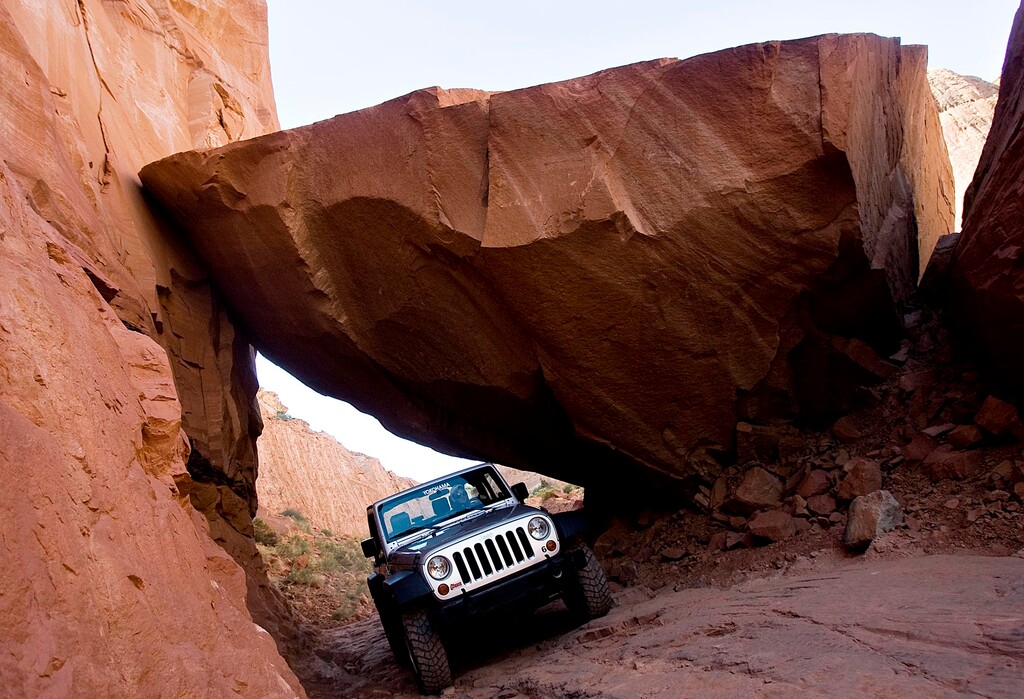 Djamila Grossman | The Salt Lake Tribune
Rob Covert drives a jeep on Long Canyon Road near Moab, Utah, on Saturday, Oct. 2, 2010.