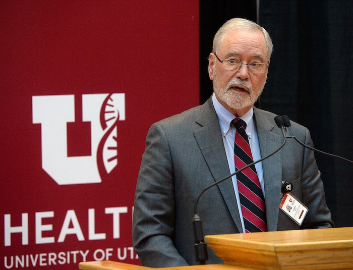 (Al Hartmann  |  The Salt Lake Tribune) 	
A. Lorris Betz, MD, PhD Interim Senior VP for Health Sciences speaks at announcement Nov. 13 that the University of Utah will receive a $5.3 million gift from Larry H. and Gail Miller Family Foundation to fight diabetes, called "Driving Out Diabetes:  A Larry H. Miller Wellness Initiative."