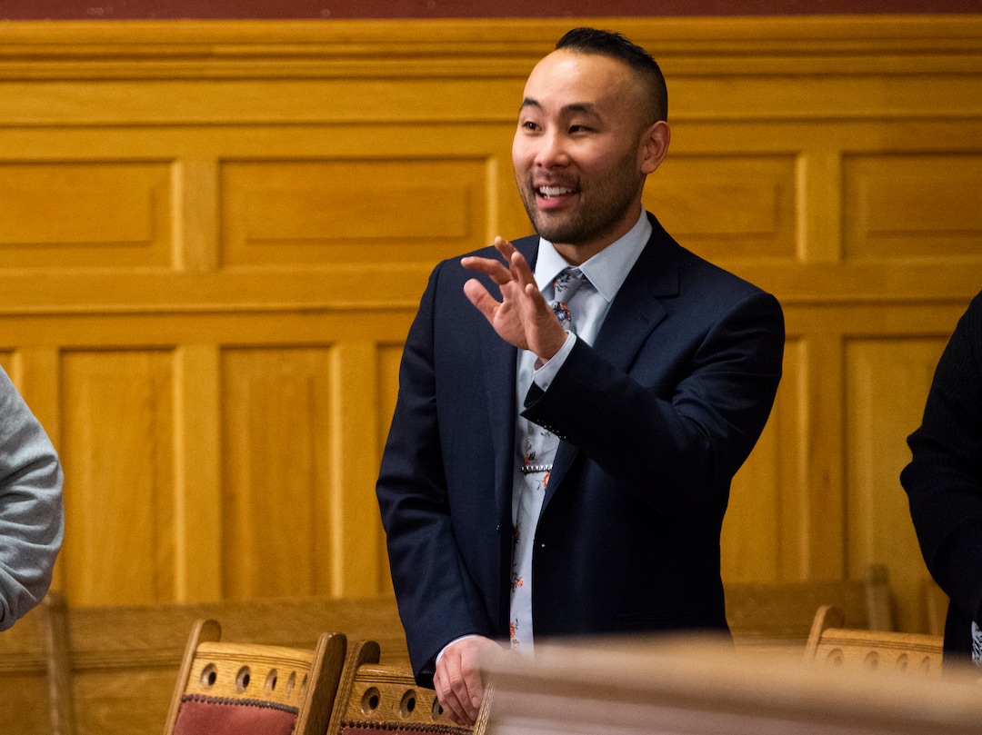 (Rick Egan  |  The Salt Lake Tribune)     Darin Masao Mano discusses when he will be sworn in, after becoming the newest member of the the Salt Lake City Council as he takes the position vacated by Mayor Erin Mendenhall. Tuesday, Jan. 21, 2020.
