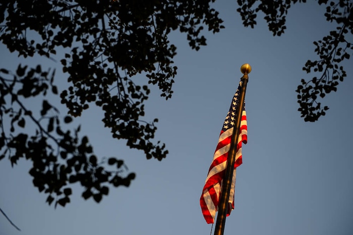 (Trent Nelson | The Salt Lake Tribune)
The flag flies over South Jordan Middle School mark the anniversary of 9/11, Tuesday Sept. 11, 2018.