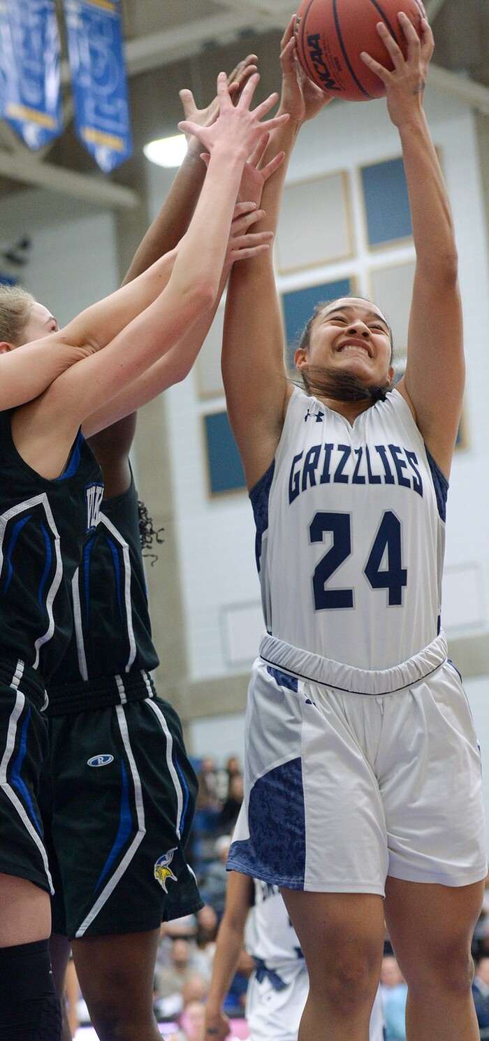 (Leah Hogsten  |  The Salt Lake Tribune)   Copper Hills High School girls' basketball team defeated Pleasant Grove High School 66-25 during their Class 6A girls' basketball playoff opener at Salt Lake Community College Tuesday, Feb. 20, 2018. 