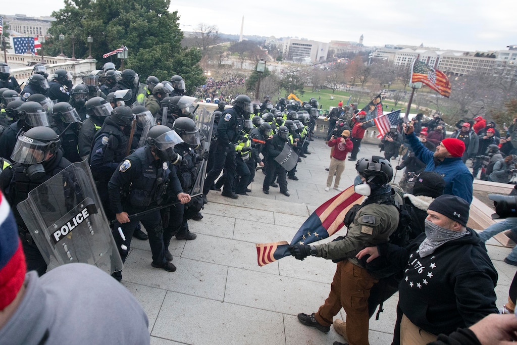 (Jose Luis Magana | AP photo)

U.S. Capitol Police push back demonstrators who were trying to enter the U.S. Capitol on Wednesday, Jan. 6, 2021, in Washington.