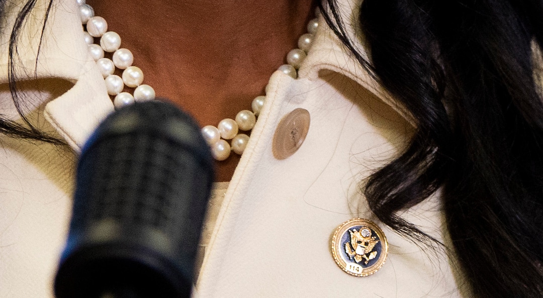 Leah Hogsten  |  The Salt Lake Tribune   Mia Love, the former two-term republican representative from Utah's 4th Congressional District wears her 114th Congress pin for the years she served (2015-2016) during a press conference at the Utah Republican Party headquarters, Nov. 26, 2018. Love said her defeat means she is Òunleashed, untethered and I am unshackled and I can say exactly what is on my mind.Ó