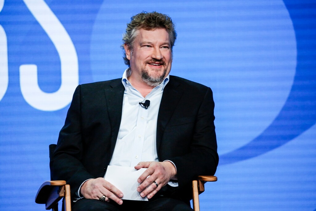 (Photo courtesy of Monty Brinton/CBS)  Kelly Kahl, president of CBS Entertainment, appears before members of the Television Critics Association.