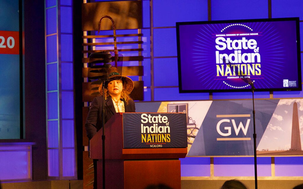(McKenzie Sadeghi | Cronkite News) National Congress of American Indians President said in the 18th annual State of Indian Nations address that Indian Country is strong, but still faces many challenges from the government.