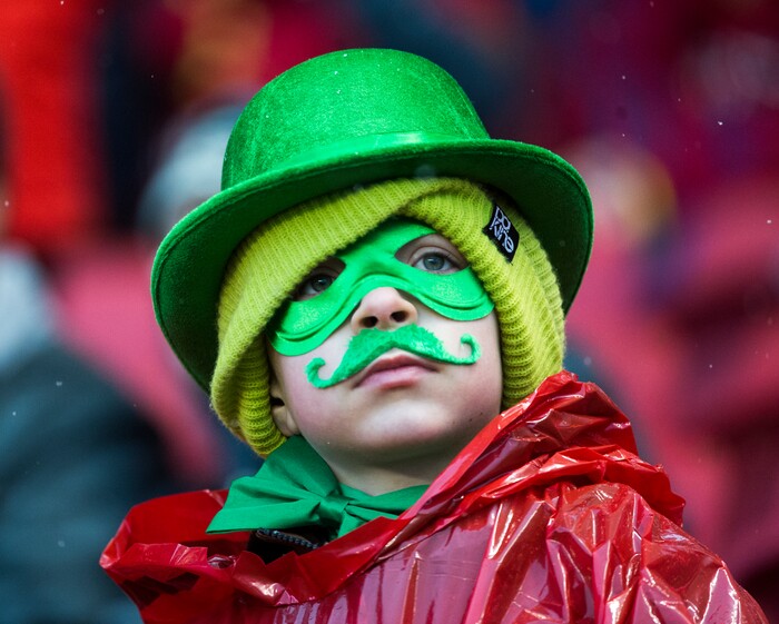 (Rick Egan  |  The Salt Lake Tribune)      Shay Saddler, 8 enjoys the game between Real Salt Lake and New York Red Bulls at Rio Tinto Stadium, on St Patrick's Day, Saturday, March 17, 2018.


