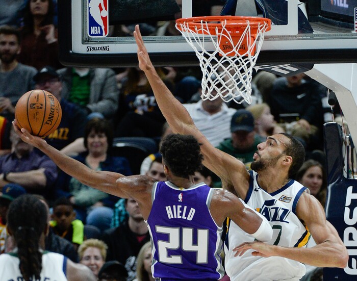 (Francisco Kjolseth  |  The Salt Lake Tribune)  as the Utah Jazz host the Sacramento Kings in their NBA game at Vivint Smart Home Arena Friday, April 5, 2019, in Salt Lake City.