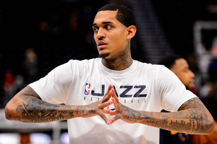 (Trent Nelson  |  The Salt Lake Tribune) Utah Jazz guard Jordan Clarkson warms up as the Utah Jazz host the Portland Trail Blazers, NBA basketball in Salt Lake City on Thursday, Dec. 26, 2019.