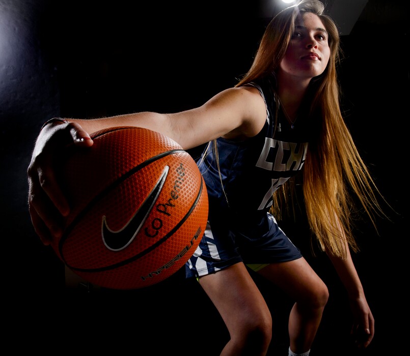 (Steve Griffin  |  The Salt Lake Tribune)  Prep basketball Kemery Martin, Corner Canyon, in The Salt Lake Tribune studio in Salt Lake City Tuesday April 10, 2018.