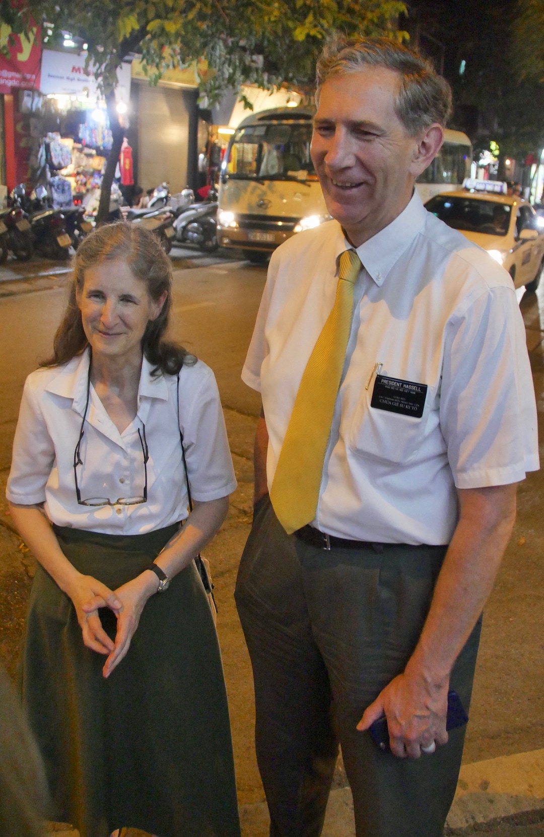 (Mike Stack for The Salt Lake Tribune) LDS Mission President Lewis Hassell and his wife, Mary Bliss Hassell, in the Old Quarter of Hanoi.