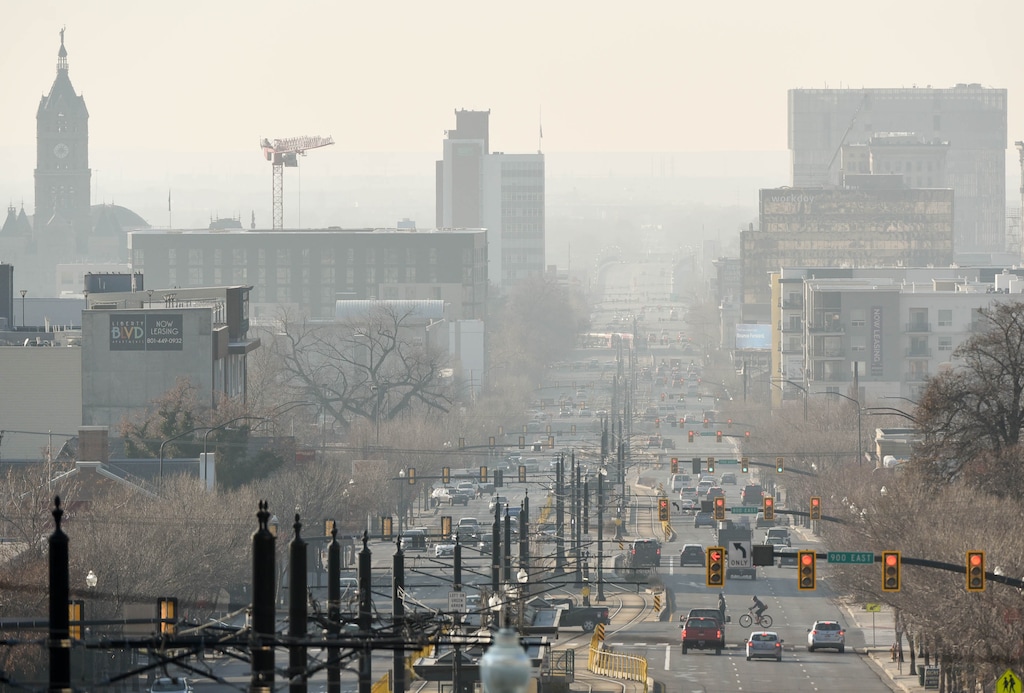 (Francisco Kjolseth | The Salt Lake Tribune) Winter inversion conditions settle into the Salt Lake Valley obscuring the landscape on Monday, Dec. 7, 2020. Forecasters say the problem is expected to worsen until Friday, when unsettled weather should blow away the gunk.
