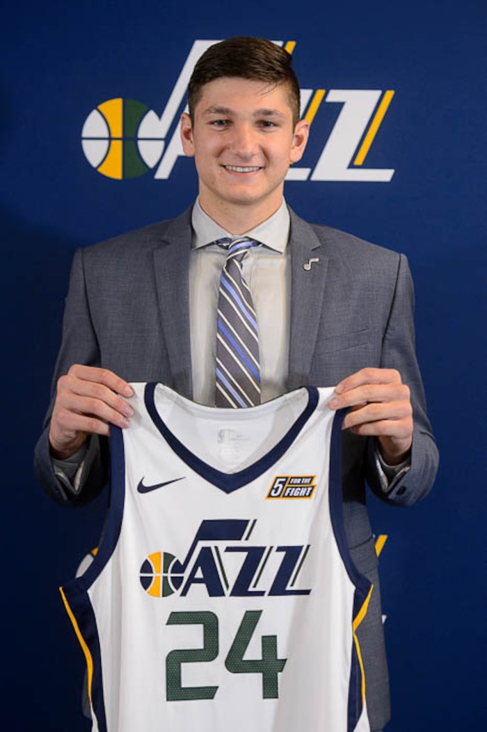 (Trent Nelson | The Salt Lake Tribune)
The Utah Jazz introduce their top draft pick Grayson Allen in Salt Lake City, Wednesday June 27, 2018.