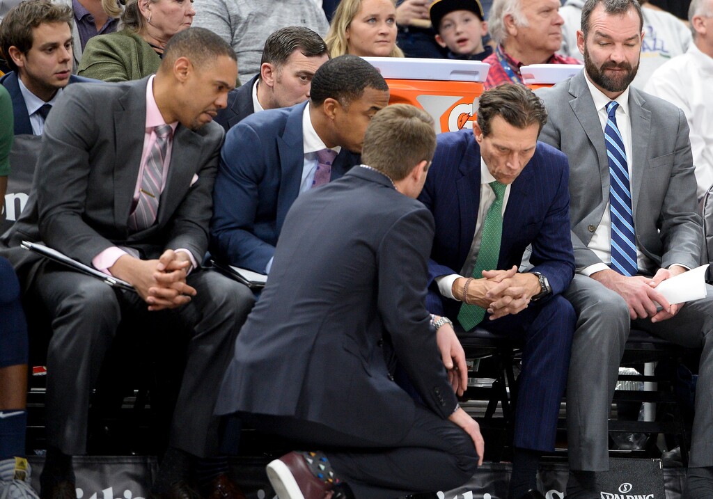 (Leah Hogsten | Tribune file photo) After spending the past five seasons with the Jazz, assistant coach Antonio Lang (left) will be leaving the staff of coach Quin Snyder and joining the Cleveland Cavaliers.