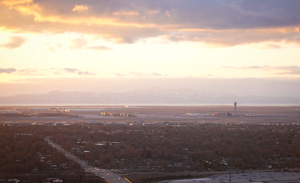 (Bethany Baker  |  The Salt Lake Tribune) The Salt Lake City International Airport in Salt Lake City on Friday, March 7, 2025. The airport sits next to Great Salt Lake, a major pit stop along a migratory bird superhighway, making preventing bird strikes a 24/7 job.