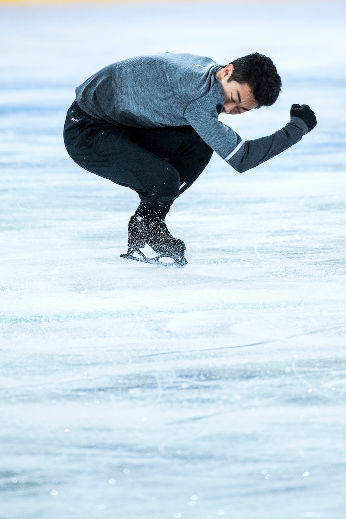 (Chris Detrick | The Salt Lake Tribune) Salt Lake City's Nathan Chen practices his Men's Single Skating Short Program for the Team Event at the Gangneung Ice Arena Thursday, February 8, 2018.