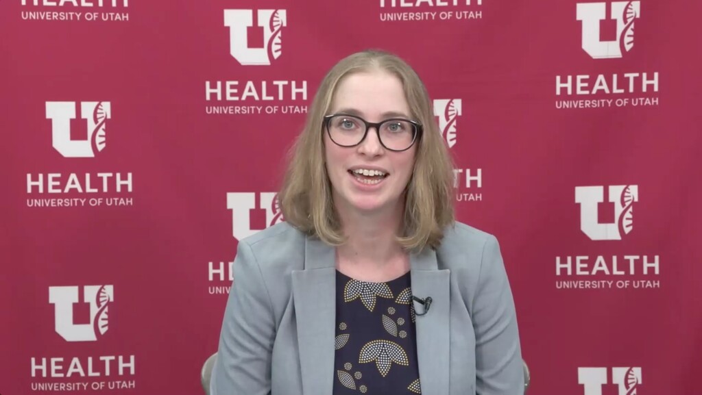 (University of Utah via Zoom) Dr. Hannah Imlay, an infectious diseases physician at the University of Utah, speaks on updated COVID-19 vaccine guidance for patients who are immunocompromised, on Feb. 16, 2022.