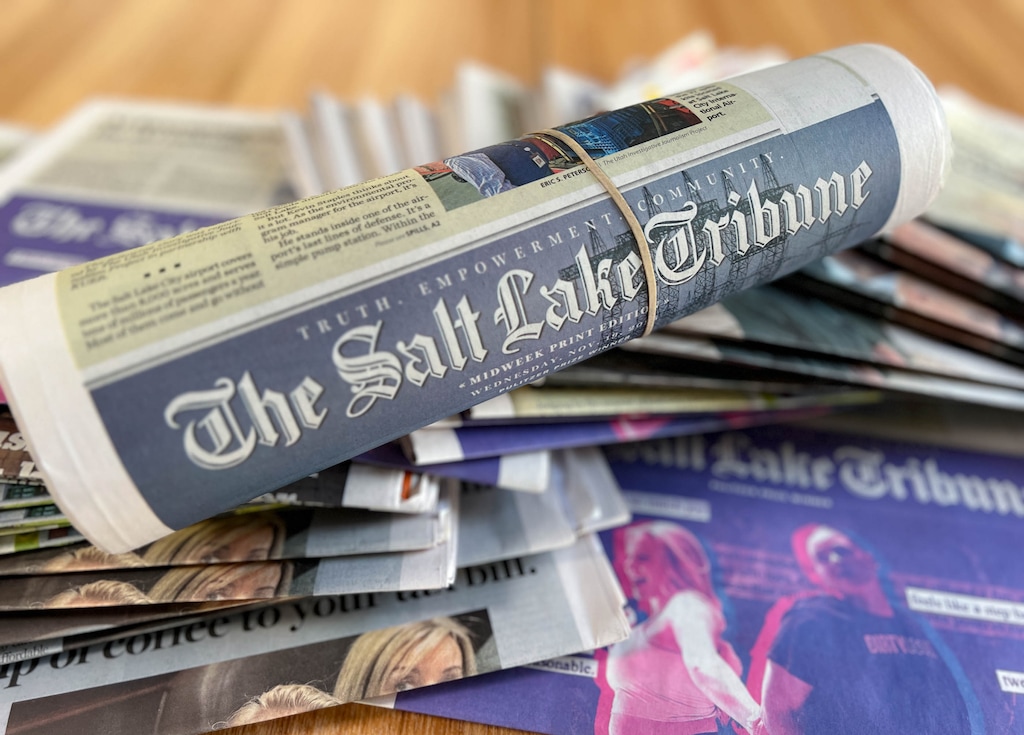 (Francisco Kjolseth  | The Salt Lake Tribune) Salt Lake Tribune newspapers are pictured on Monday, Nov. 24, 2025. 