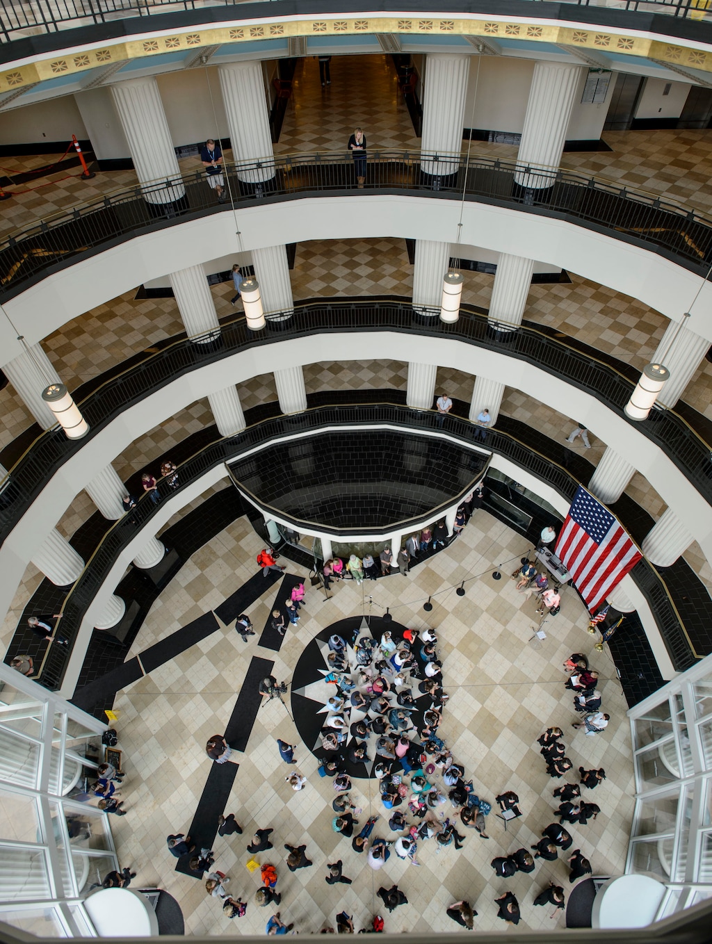 (Steve Griffin | The Salt Lake Tribune) Midvale Middle School children sit in the rotunda of the Matheson Courthouse as the Utah State Courts celebrate Constitution Day in Salt Lake City Friday September 15, 2017.