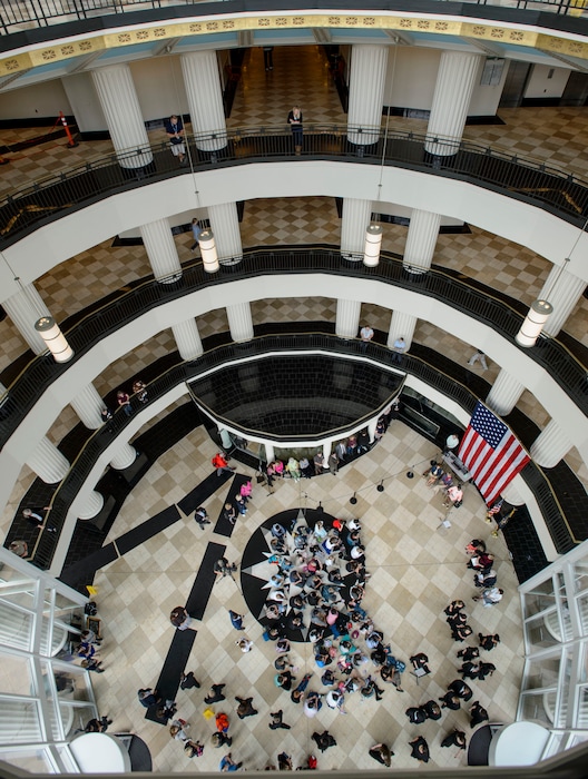 (Steve Griffin | The Salt Lake Tribune) Midvale Middle School children sit in the rotunda of the Matheson Courthouse as the Utah State Courts celebrate Constitution Day in Salt Lake City Friday September 15, 2017.